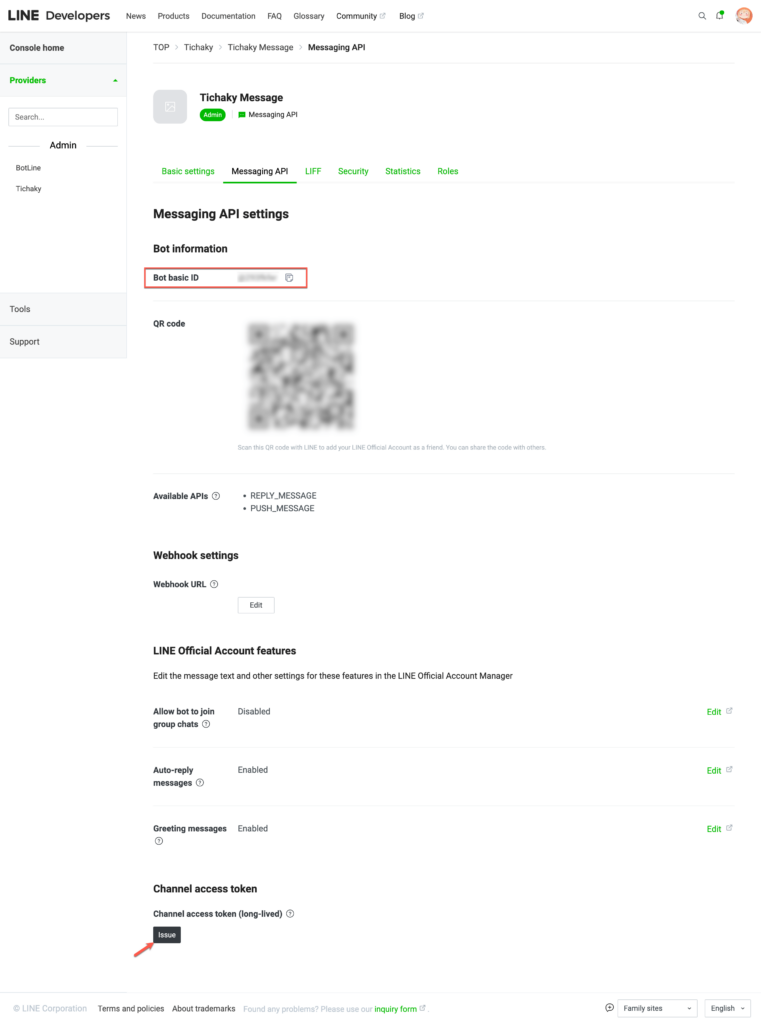 Channel access token for provider