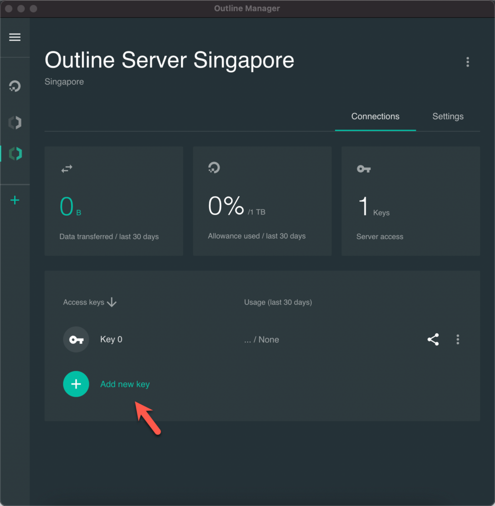 Add new key for Outline Manager