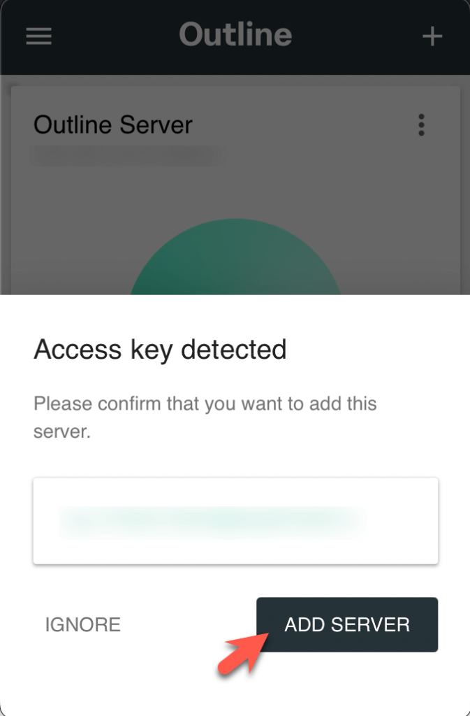 Detected access key for Outline Client