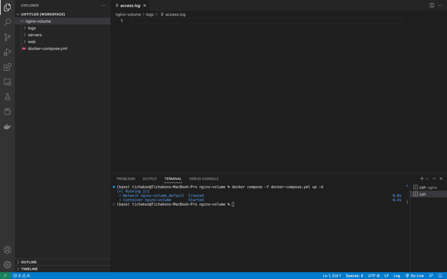 Visual studio code access log