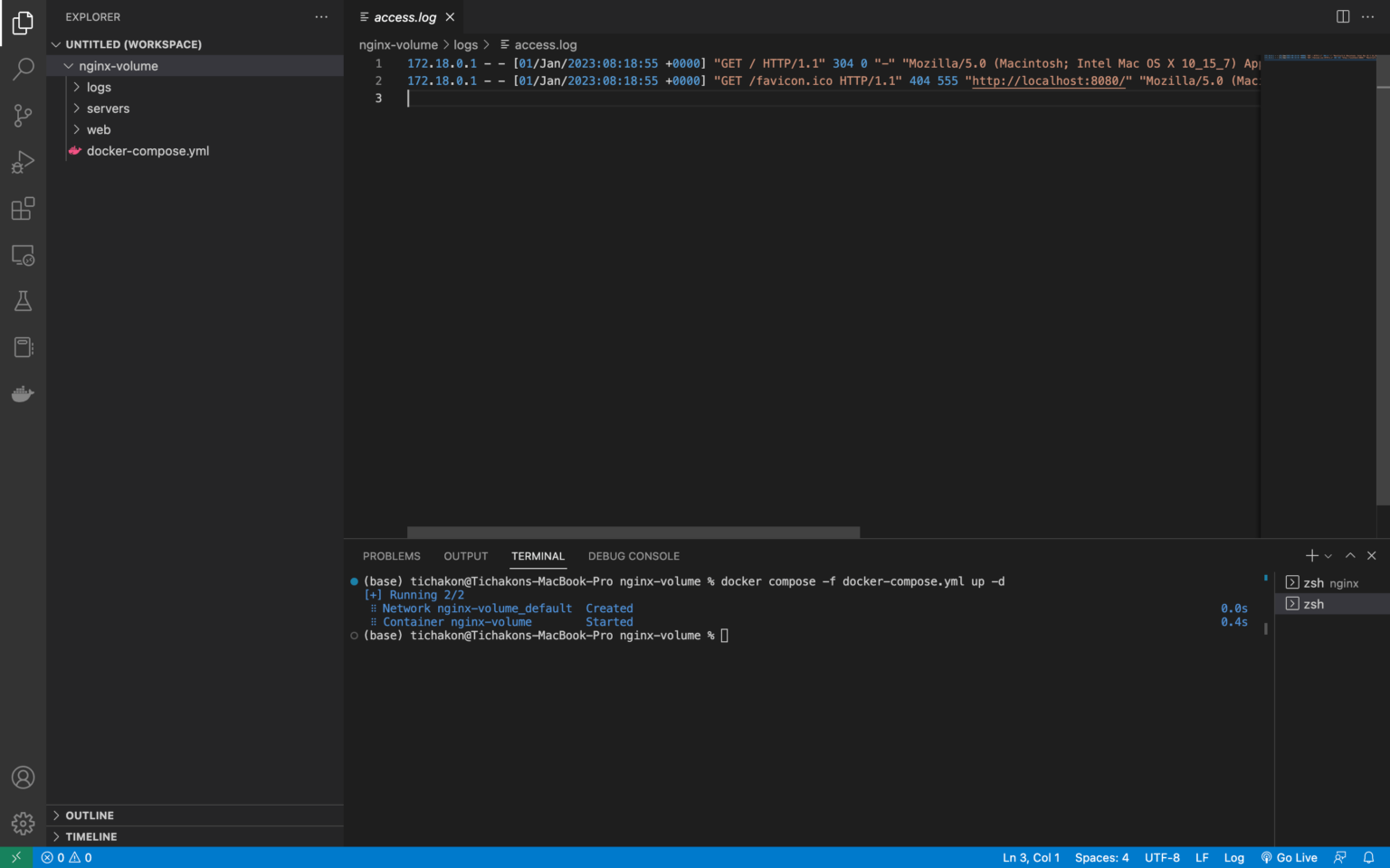 Visual studio code access log