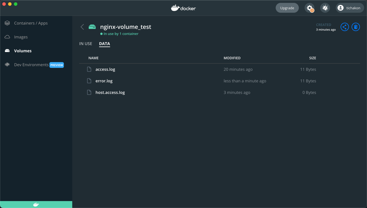 Docker Desktop nginx-volume_test data